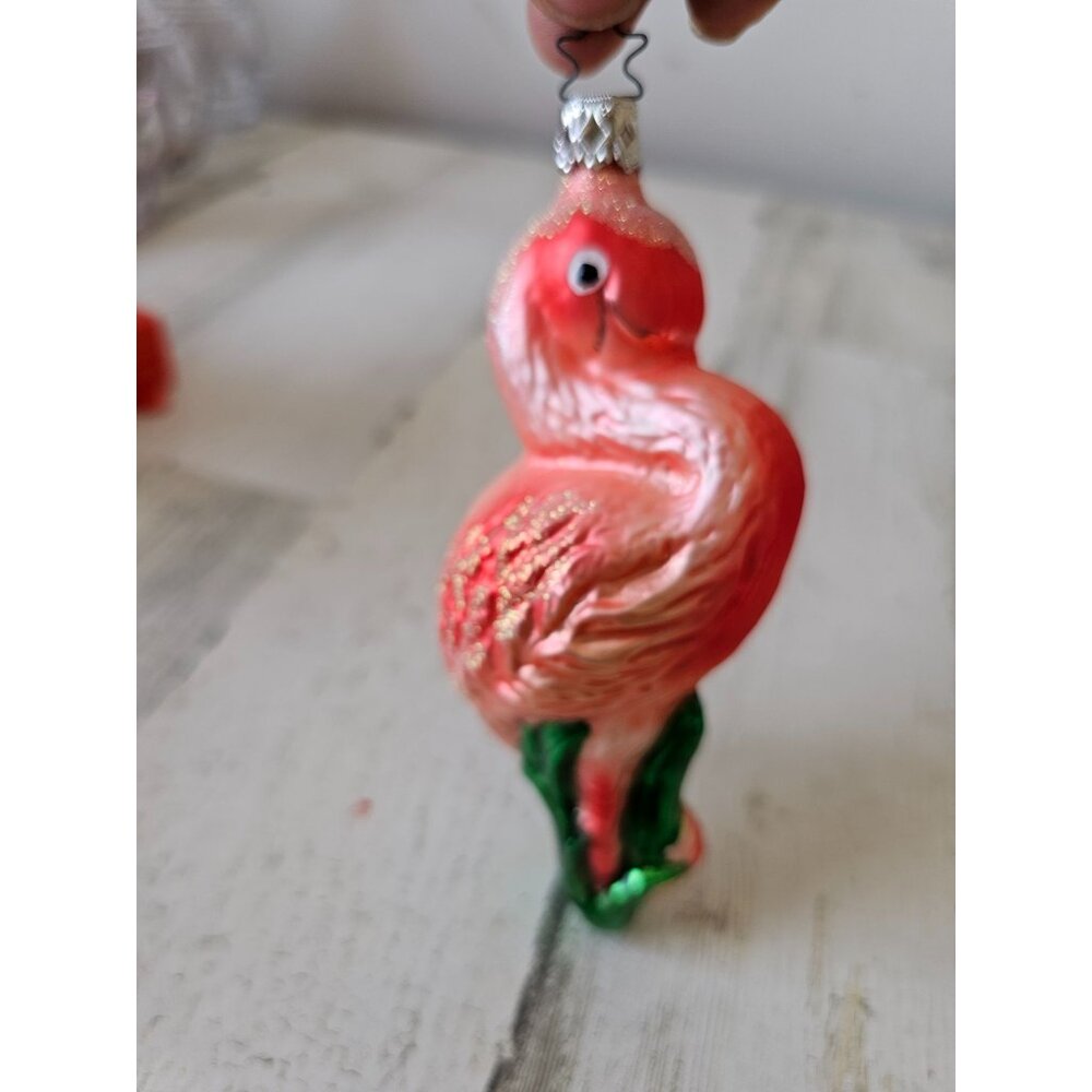 Inge glas glass flamingo bird ornament Germany Xmas tree‎ zoo